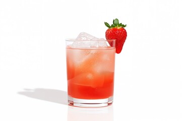 Alcoholic cocktail with strawberry flavor, isolated on white background