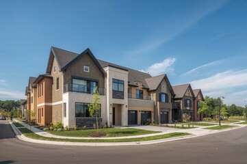 Residential area featuring a cluster of condos in the suburbs.