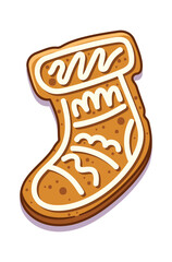 Icing decorated gingerbread stocking cookies