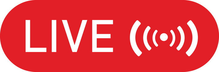 Red live stream sign isolated on transparent background a vibrant symbol indicating a live broadcast, perfect for online content creators and streaming platforms