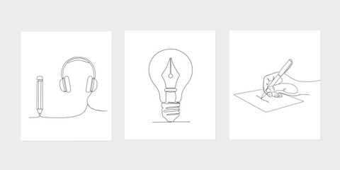One line drawing creative concept design for writing and inspiration