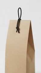 Brown paper gift bag with rope handle isolated on white background