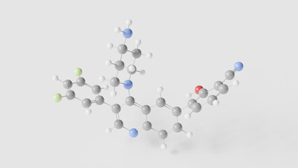 paltusotine molecule 3d, molecular structure, ball and stick model, structural chemical formula somatostatin receptor agonist