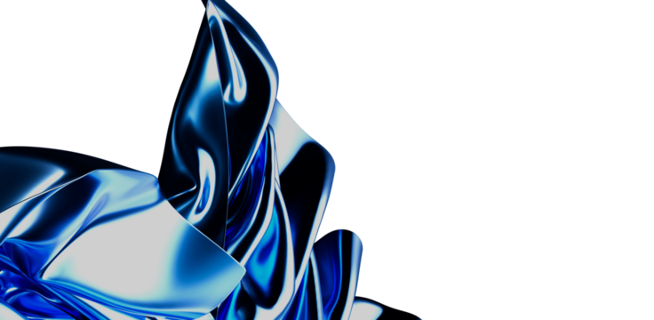 Modern abstract art with flowing blue shapes and highlights against a white background, ideal for backgrounds, design elements, or artistic appl - Powered by Adobe
