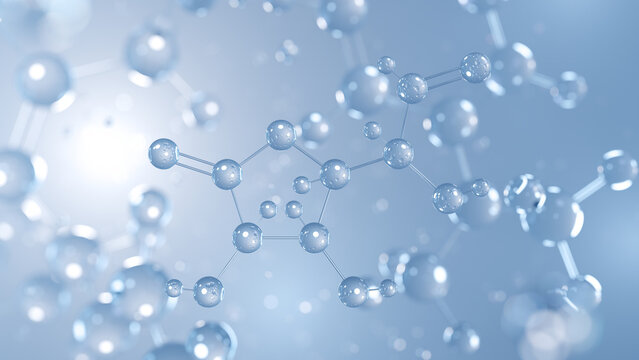 glucuronolactone molecular structure 3d, metabolite structural chemical formula view from a microscope