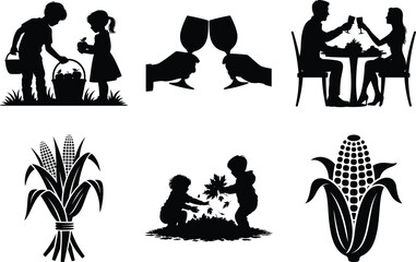 Turkey Day Silhouette SVG Bundle | Fall Decor & Craft Elements