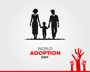 World Adoption Day. 9 November. Template for background with banner, poster and card. Family Silhouette Celebrating World Adoption Day Concept Flat illustration. Jpeg format.