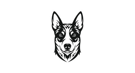 Australian Cattle Dog Head Silhouette Logo animal heeler