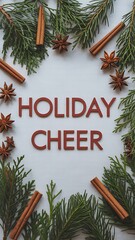 Holiday cheer with cinnamon sticks and star anise on white background