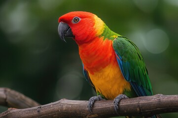 Obraz premium Melodic forest bird with a vibrant red rump and yellow belly, known for its beautiful trilling song, a trait unique to males.