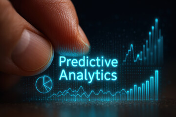 Predictive analytics and data analysis visualize technology insights showing progress and business intelligence