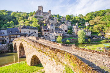 Belcastel village, castle and medieval bridge, one of the most beautiful villages of France