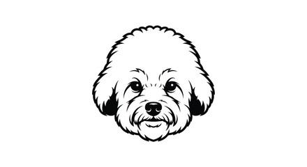 Bichon Frise dog head black and white logo puppy animal