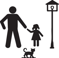 Family Stroll in the Park Play Area and Tree-Lined Path illustration