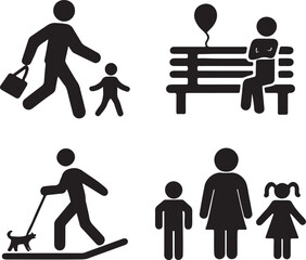 Family Activities and Recreation Running, Walking, Playing, and Swinging illustration