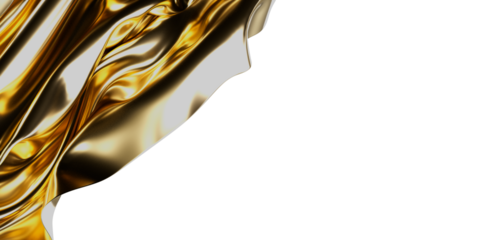 Stunning 3D rendering of a gold fabric with flowing folds against a white background. Perfect for luxury, design, and elegant visual concepts.