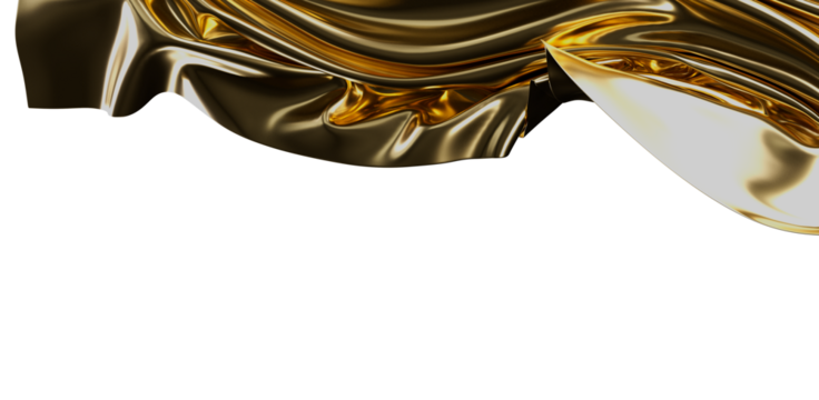 Close-up of a golden fabric with flowing lines. Smooth texture, elegant design, and light reflections. Ideal for luxury, wealth, and artistic co