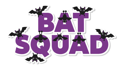 Bat Squad: A whimsical illustration of a spooky Bat Squad is featured in this eye-catching art, the ideal visual element to create excitement to spooky event. 