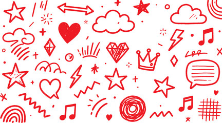 Red doodle pattern seamless background for graphic design