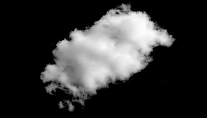 White cloud isolated on black background, Fluffy texture , Abstract smoke