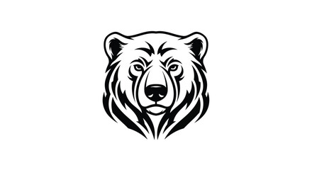 Black and white bear head logo on white background Keywords: bear, head, logo, animal, wildlife