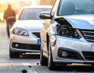 Wypadek samochodowy - uszkodzone auto