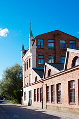 Low angle view of a old industrial building