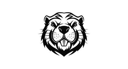 Black and white beaver head logo illustration animal