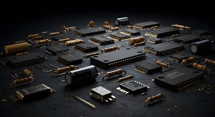 Electronic components on circuit board