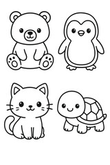 Obraz premium Cute funny cartoon animal icon set vector illustration collection