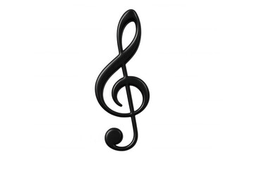 Treble clef symbol, black g-clef icon for music, sound, melody, classical score, art, education, entertainment