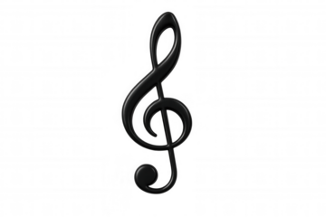 Treble clef symbol, black g-clef icon for music, sound, melody, classical score, art, education, entertainment