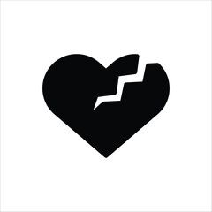 Broken heart icon. In love with crack Symbol. Vector illustration Isolated on white background.