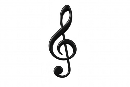 Treble clef symbol, black g-clef icon for music, sound, melody, classical score, art, education, entertainment
