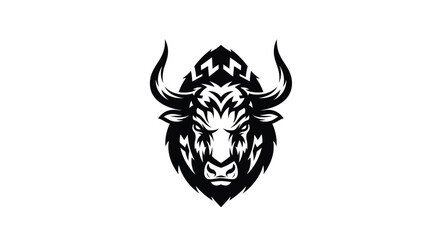 Black and white bull head logo design cattle animal