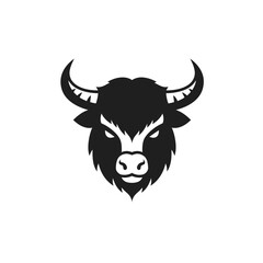 Black and white bull head logo on white background