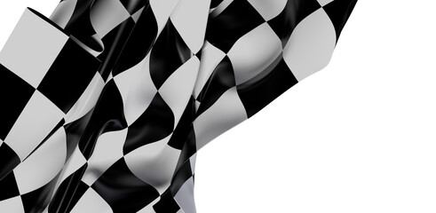 Close-up of a checkered flag waving in the wind. Symbolic of racing, competition, and victory, with...