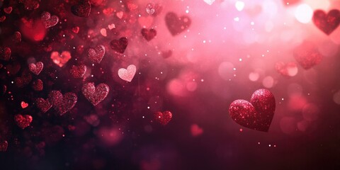 Romantic red hearts with bokeh background for valentine's celebrations