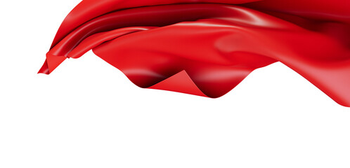 Abstract red cloth with elegant folds and flowing movement, isolated on a clean white backdrop. Ideal for design elements, backgrounds, and arti