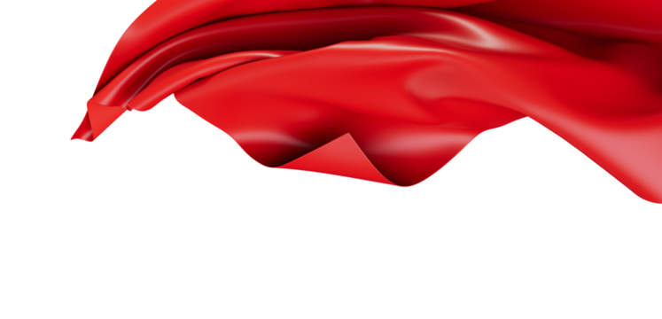 Abstract red cloth with elegant folds and flowing movement, isolated on a clean white backdrop. Ideal for design elements, backgrounds, and arti