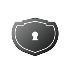 Vector illustration of a shield icon with a keyhole symbol in the center, designed in a clean and modern style. This emblem represents security, privacy, protection, access control, and data safety. P
