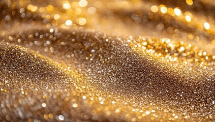 Golden, glistening, textured surface with soft bokeh lights