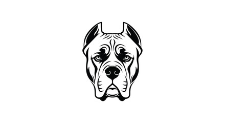 Black and white Cane Corso dog head logo on white background