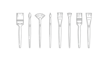 Collection of assorted paint brushes for artistic creation and crafting projects vector