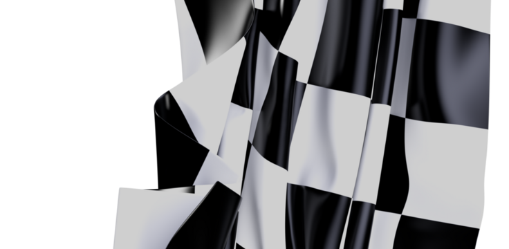 Checkered flag waving in the wind, symbol of victory in racing. Ideal for themes of competition, success, speed, and finish.