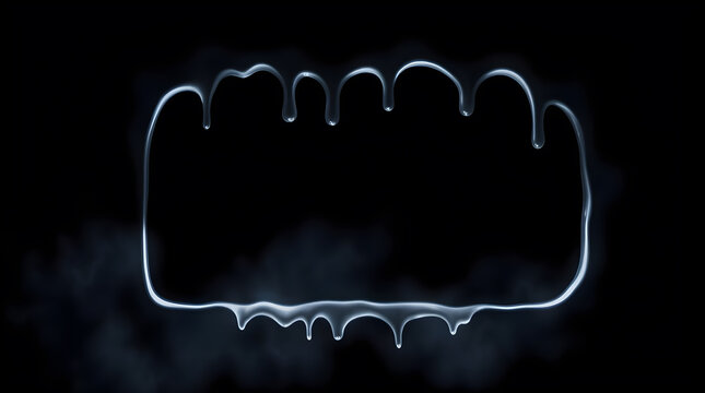 Slime dripping rectangle label frame for Halloween on black foggy background, spiritual vibe