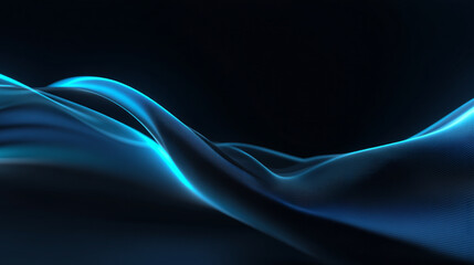 Abstract flowing blue wave pattern against a dark background with subtle lighting