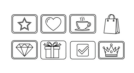 Collection of simple hand-drawn icons for web and design projects featuring gifts and stars vector