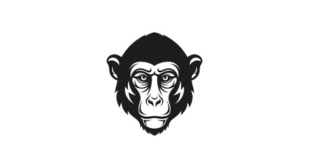 Black and white chimpanzee head logo design Keywords: chimpanzee, ape, monkey, animal, primate
