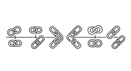 Chain link symbols representing division and multiplication concepts in a sequence vector